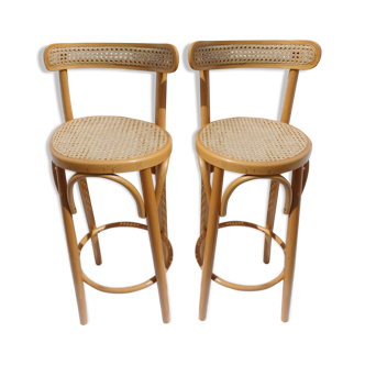 Pair of cannate bar chairs