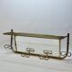 Coat rack with 4 hooks with shelf and vintage mirror in golden metal