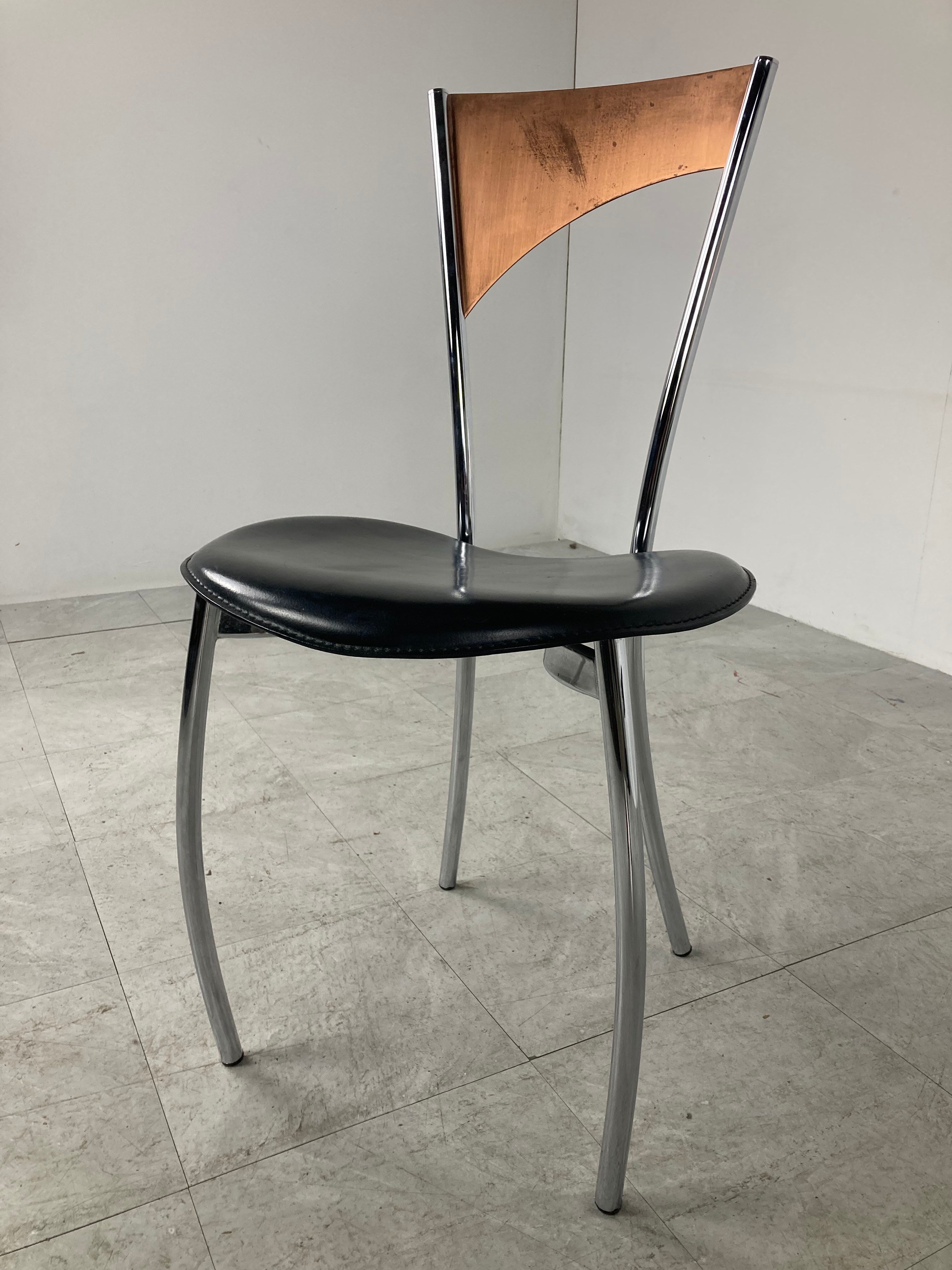 Rare dining chairs in copper by Cattelan italy, 1970s