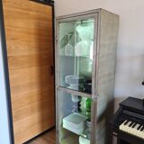 Vintage industrial showcase with LED interior lighting