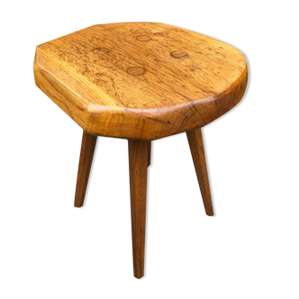 Freeform solid elm stool circa 1950