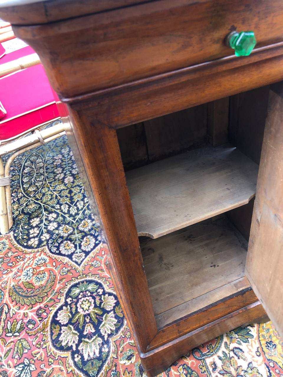 Chevet louis philippe en noyer et marbre