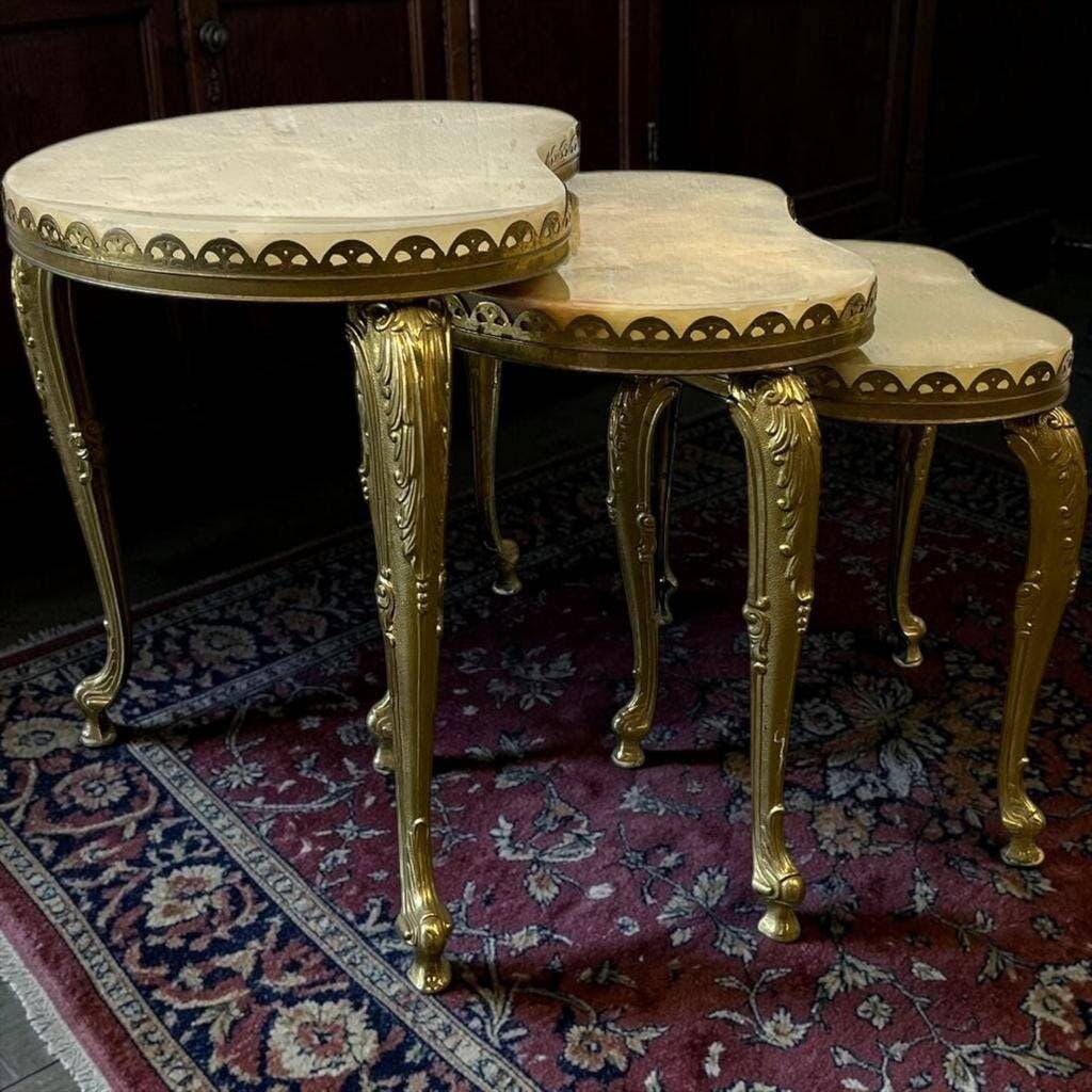 Set of 3 vintage nesting tables in onyx / side tables