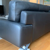 Roche Bobois 3-seater sofa - wide armrests/leather (l. 240 x h. 82)