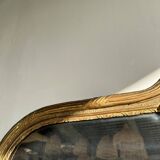 Large gilded mirror 19th century rounded corners mercury glass Louis XVI style