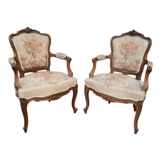 Pair of Louis XV style armchairs