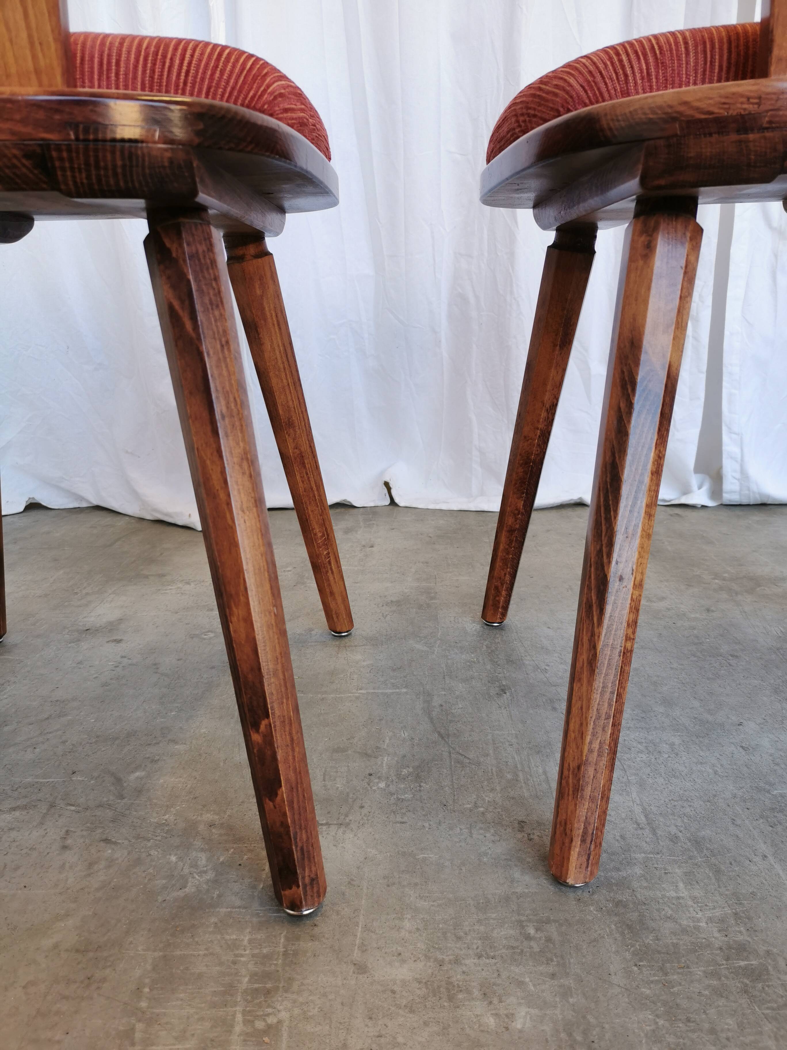 Ensemble de 2 chaises de salle à manger vintage tyroliennes en bois, style ferme autrichienne alpine