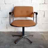 Fauteuil et chaise de bureau vintage Steelcase Strafor en métal chromé années 70