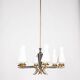 VINTAGE 50'S CHANDELIER IN BRASS AND GLASS ITALIAN DESIGN