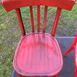 Vintage bistro chairs painted in burgundy and red