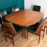 Retro Teak 1960s Elliots Of Newbury Mid Century Extending Dining Table & 6 Chairs