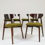 Ensemble de 6 chaises de salle à manger, revêtement vert herbe noyer foncé