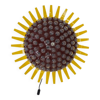 Custom Hand Made Wall Light Decoration "Sunflower", 1970s