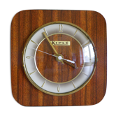 Clock in mahogany formica, metal, wood, glass, in its original box - Brand KIPLE - 70s