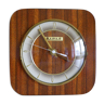 Clock in mahogany formica, metal, wood, glass, in its original box - Brand KIPLE - 70s