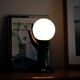Hand lamp ceramic black globe glass opaline white vintage