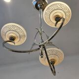 French chandelier, with pink glass shades, Art Deco