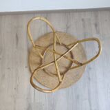 Circular coffee table in rattan years 60