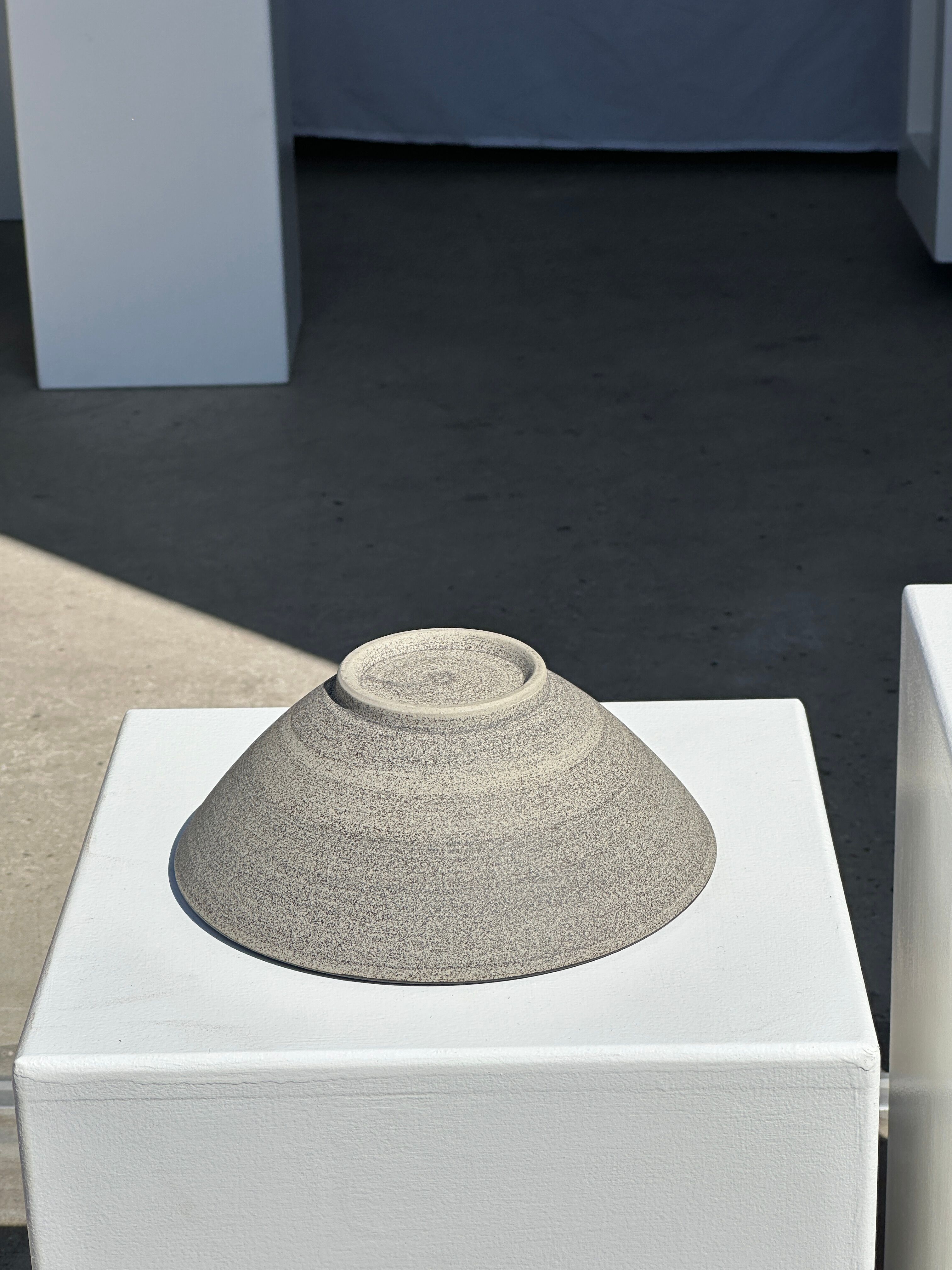 Duo of gray Indonesian ceramic bowls or salad bowls