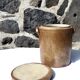 Trio of stoneware pots with lids