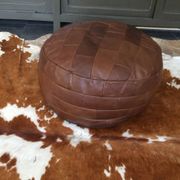 Pouf en cuir patchwork