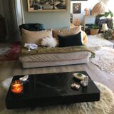 Coffee table 70s black marble effect