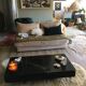 Coffee table 70s black marble effect