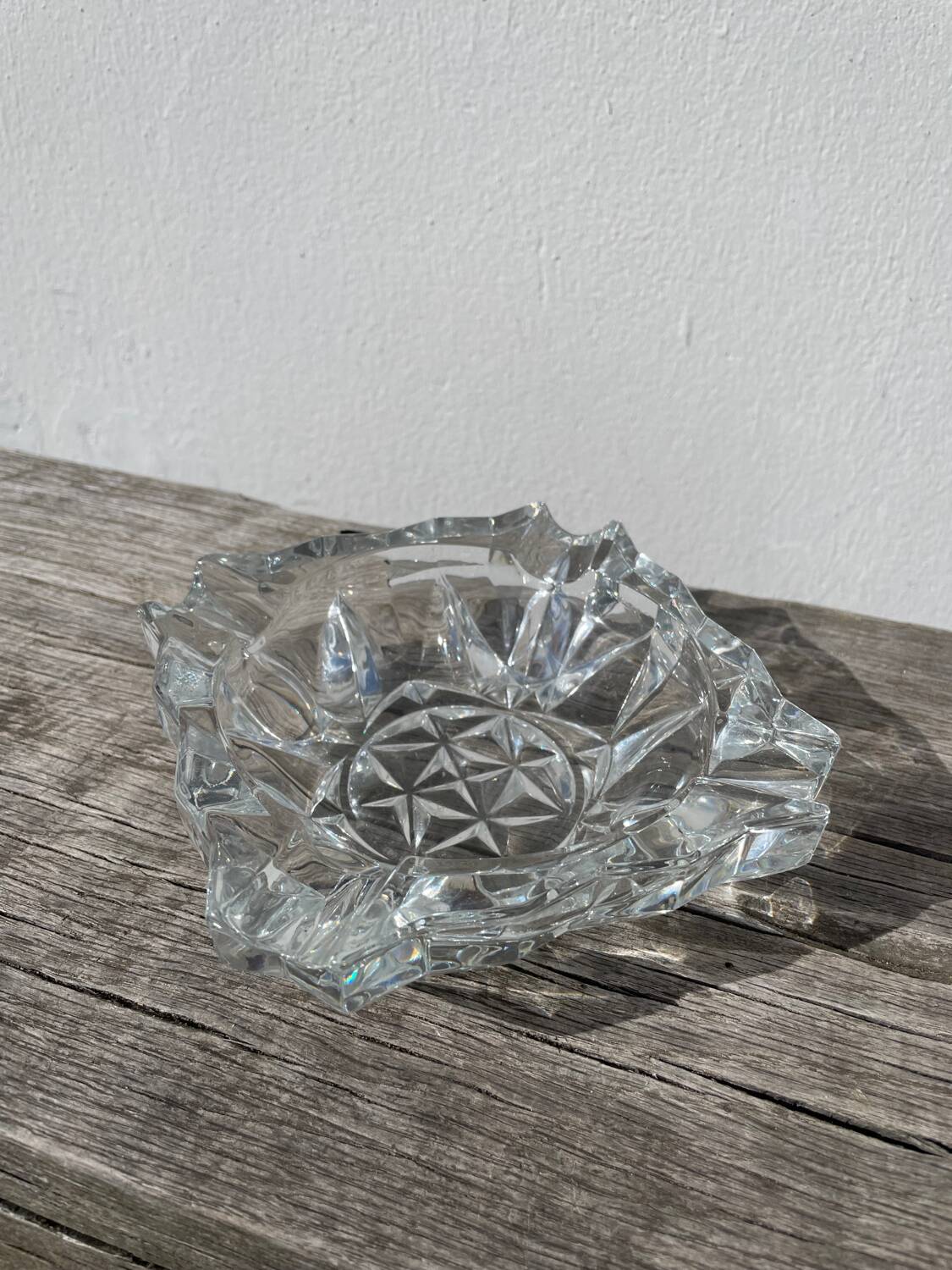 Clear cut glass ashtray 1970