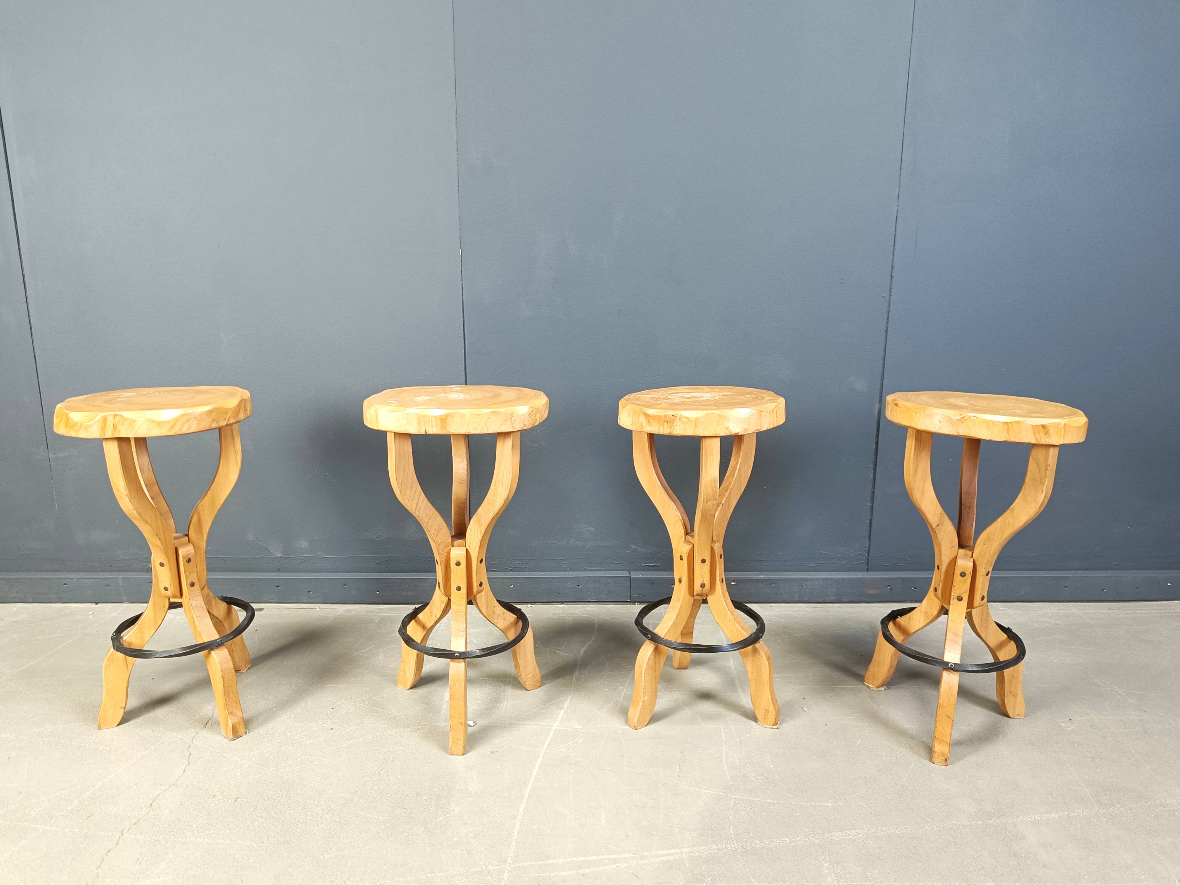 Mid century brutalist bar stools, 1960s - set of 4