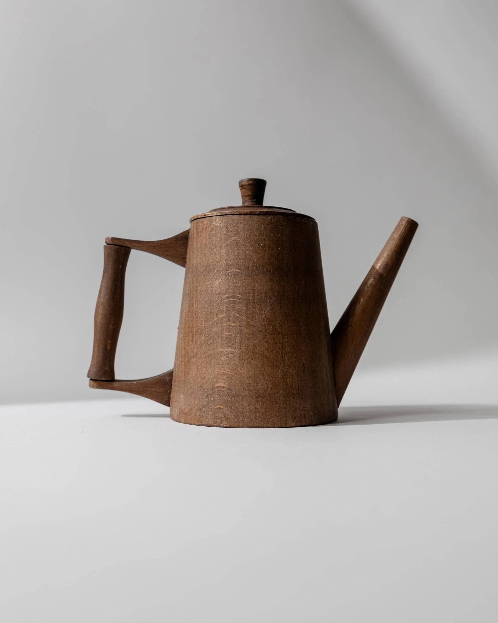 Vintage wooden pitcher from the 1960s, hand-carved.