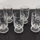 Set of 8 transparent Cavalier Luminarc liqueur glasses with vintage 70'S patterns
