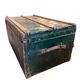 XL vintage green metal industrial trunk / travel trunk