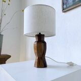 Brutalist walnut table lamp 1950