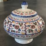 Jar, candy dish in enamelled ceramic with hand-painted decoration by p.arzobispo