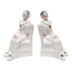 Pair of earthenware bookends Pierrot made in Holland 1970