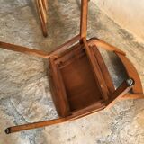 Set of 6 vintage wooden stackable chairs compass legs Germany 1960's