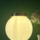 XL vintage globe pendant light in white opaline glass