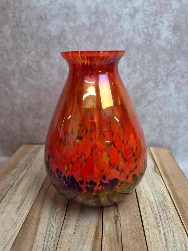 Large antique iridescent multilayer glass vase – attributed to Clichy or Pantin.