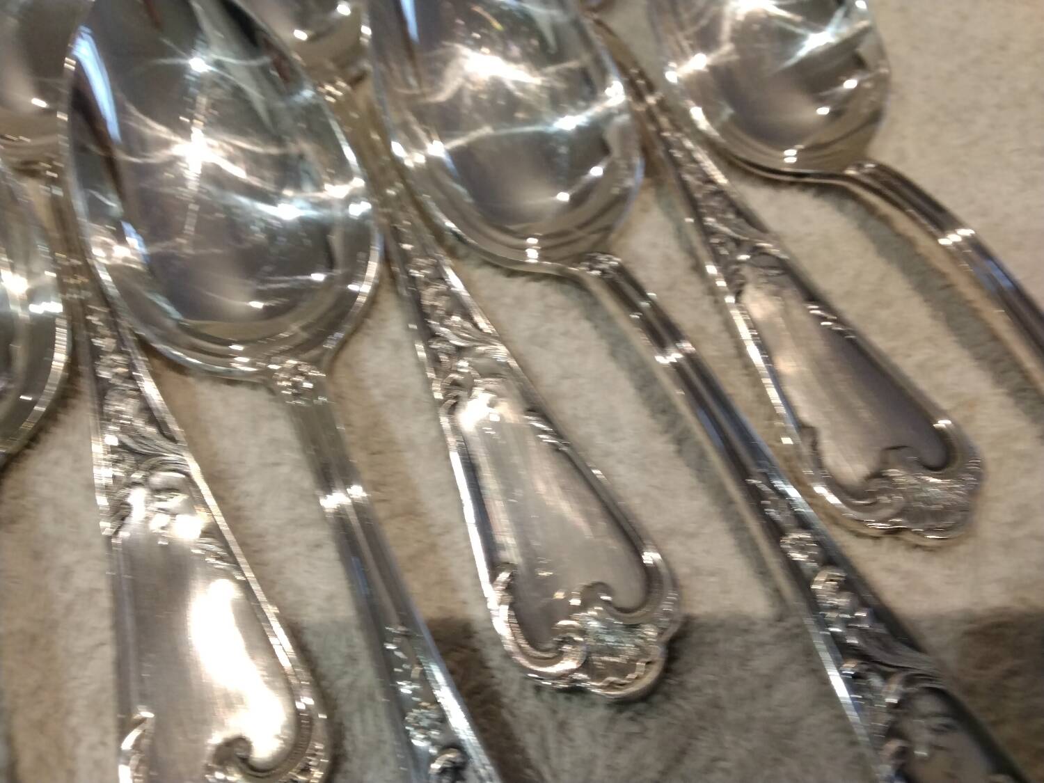 12 silver-plated dessert spoons, Ercuis silversmith, Louis XV 29