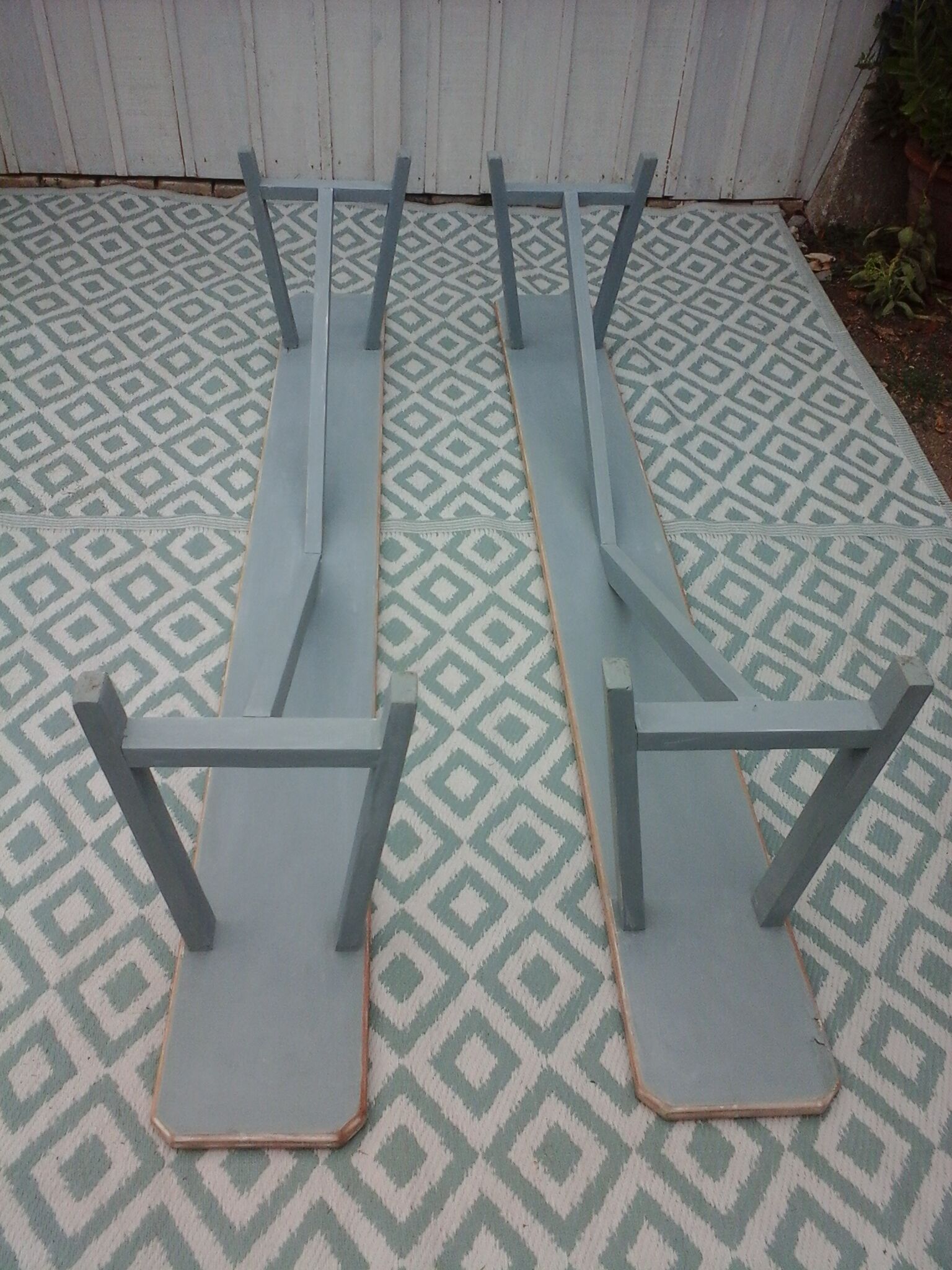 Pair of large wooden benches