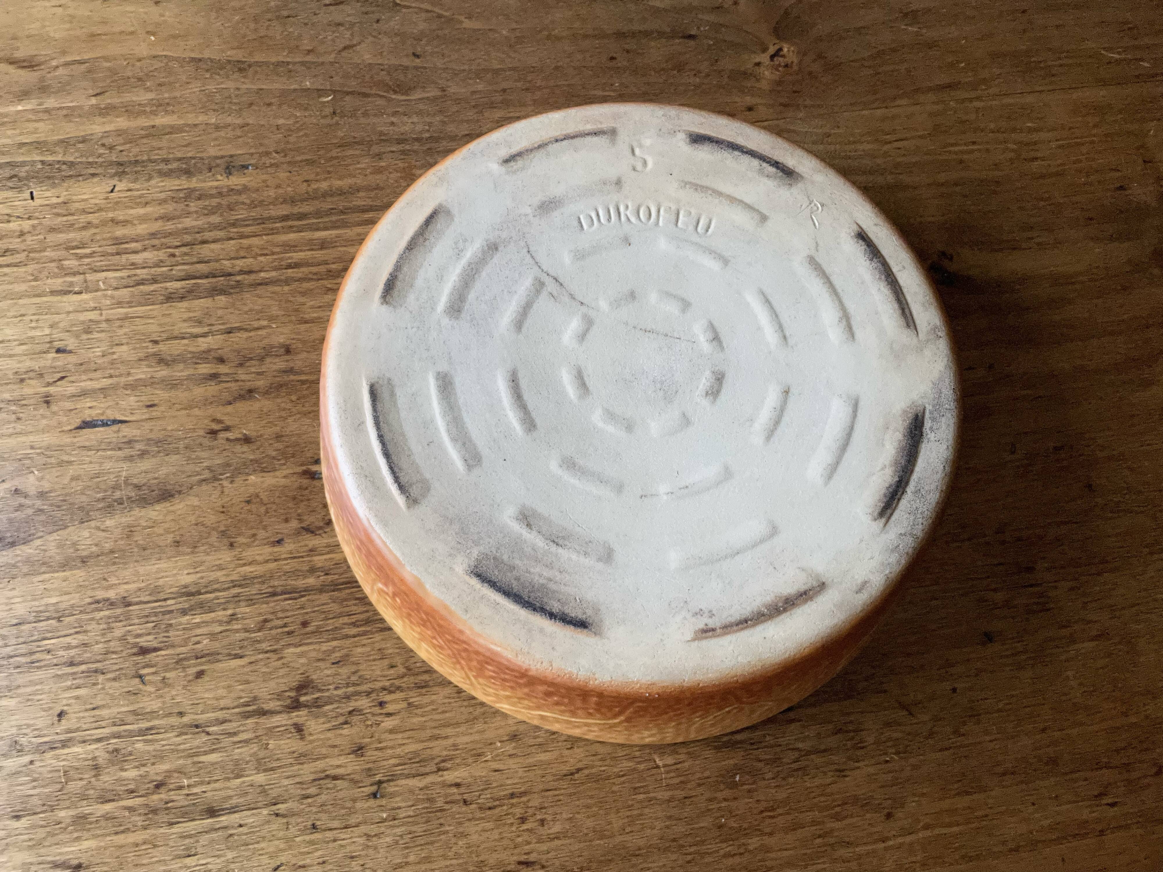Plat à four rond Durofeu en céramique vintage ancien