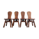 Ensemble de 4 chaises à manger en chêne brutaliste belge.