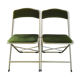Paire de chaises pliantes en velours vert kaki