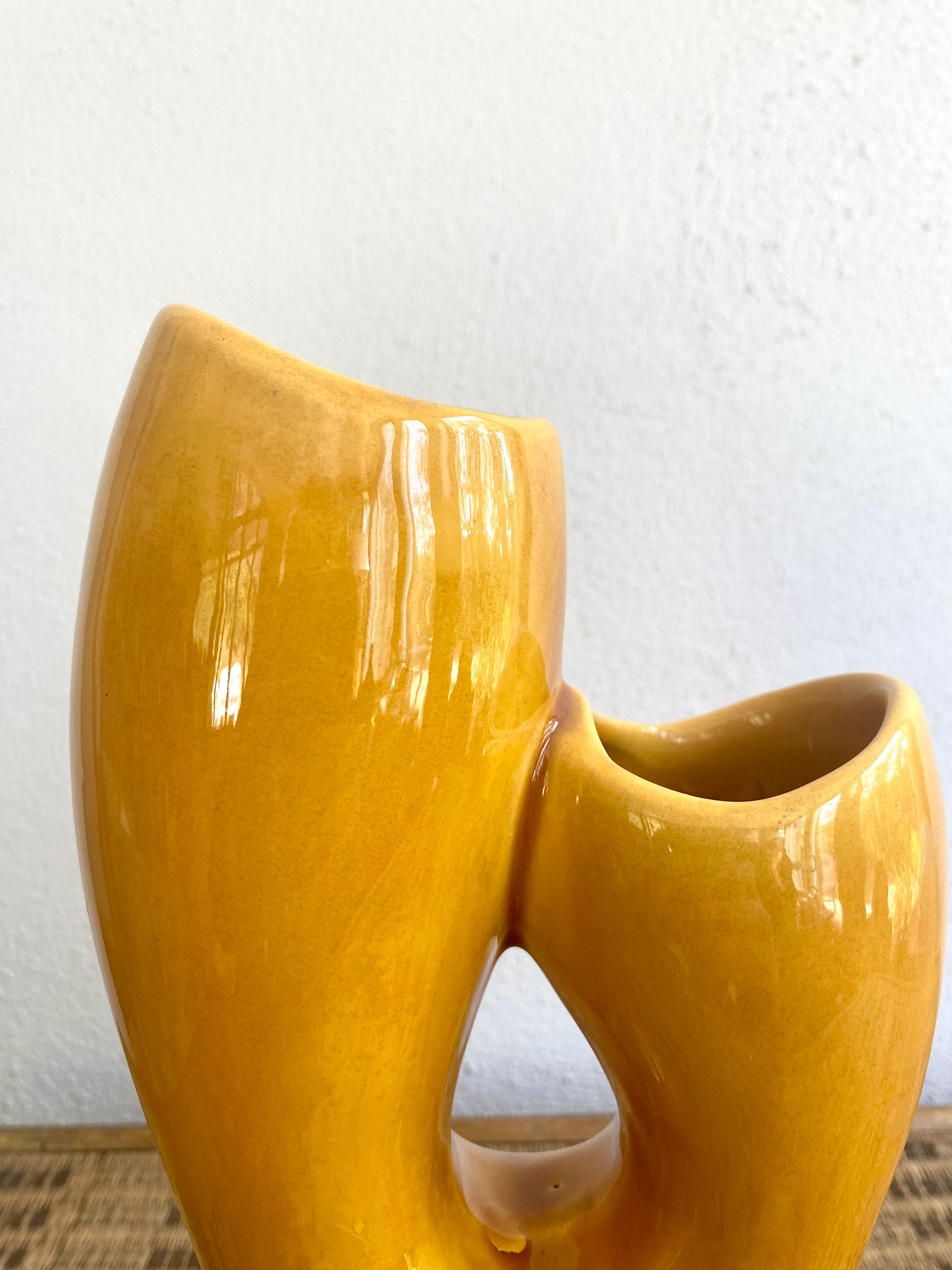 Glazed double ceramic vase