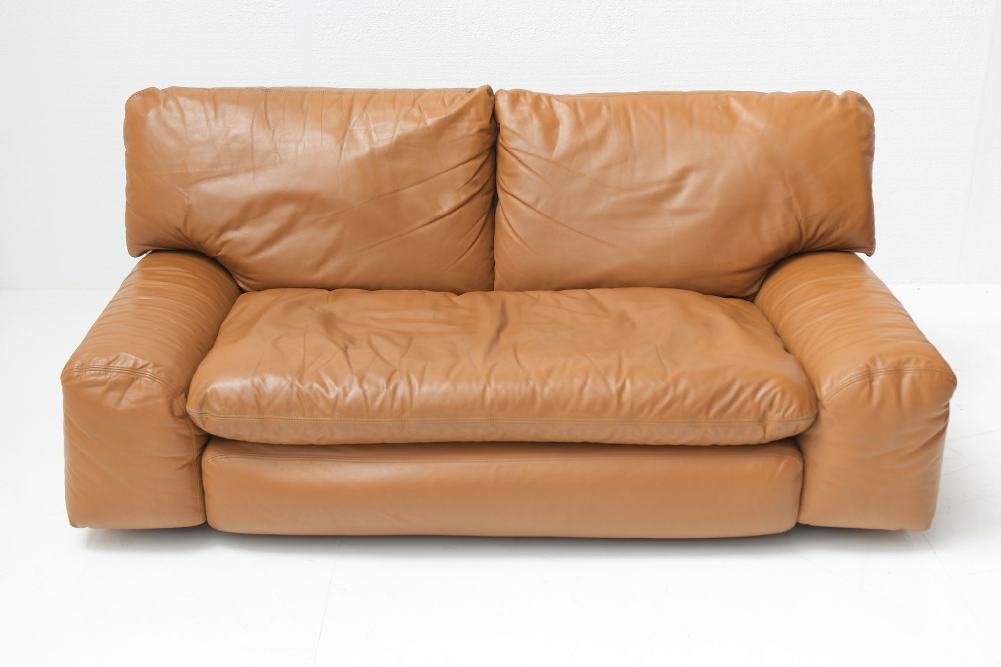 Canapés en cuir cognac Bengodi design Cini Boeri pour Arflex Italie