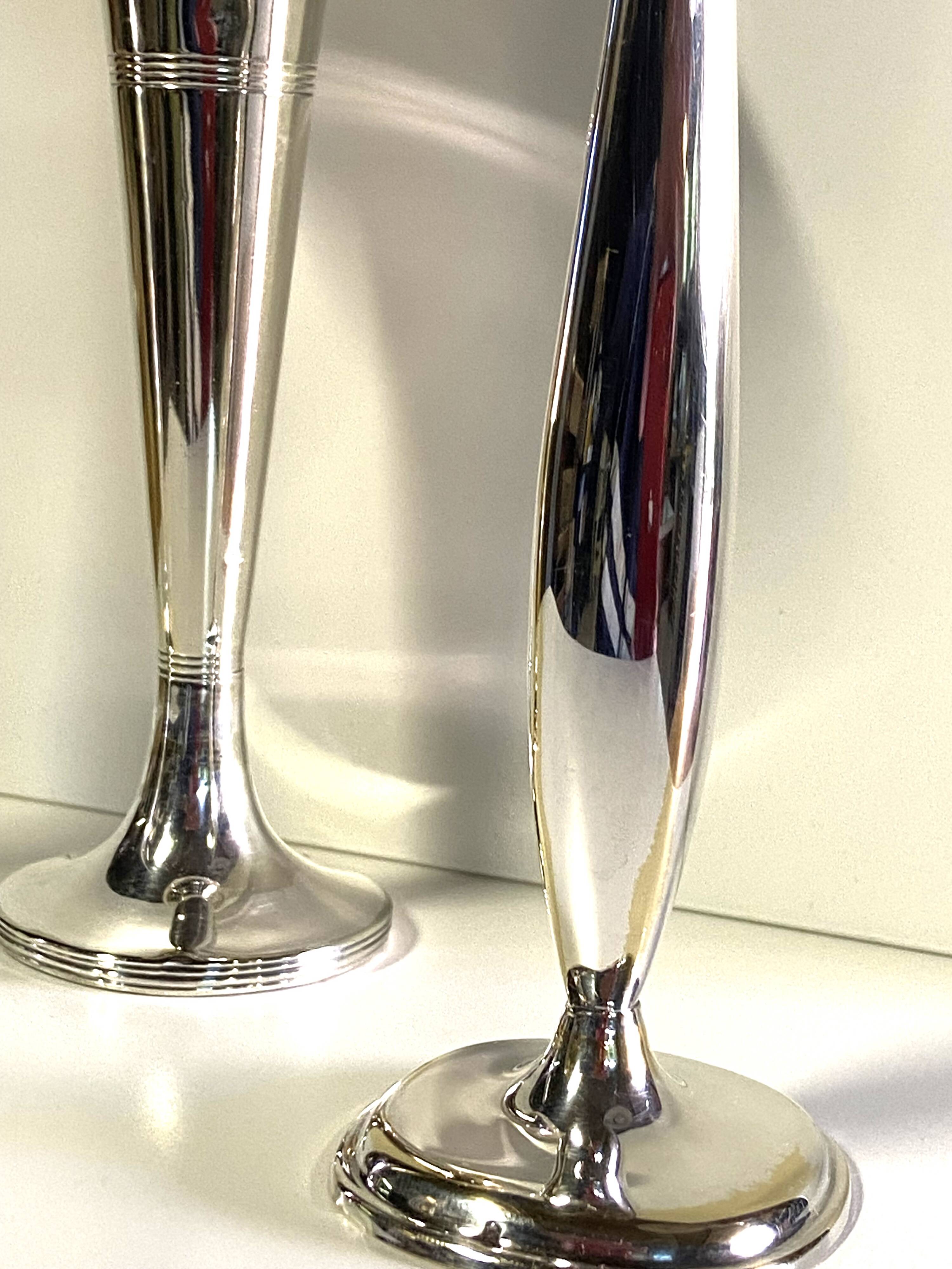 Lots of Small Antique Soliflore Vases Brass & Silver-Plated Bronze WMF Art Dec