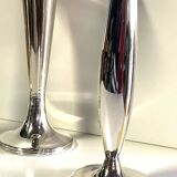 Lots de Petits Vases Soliflores Anciens Laiton & Bronze Argenté WMF Art Déc