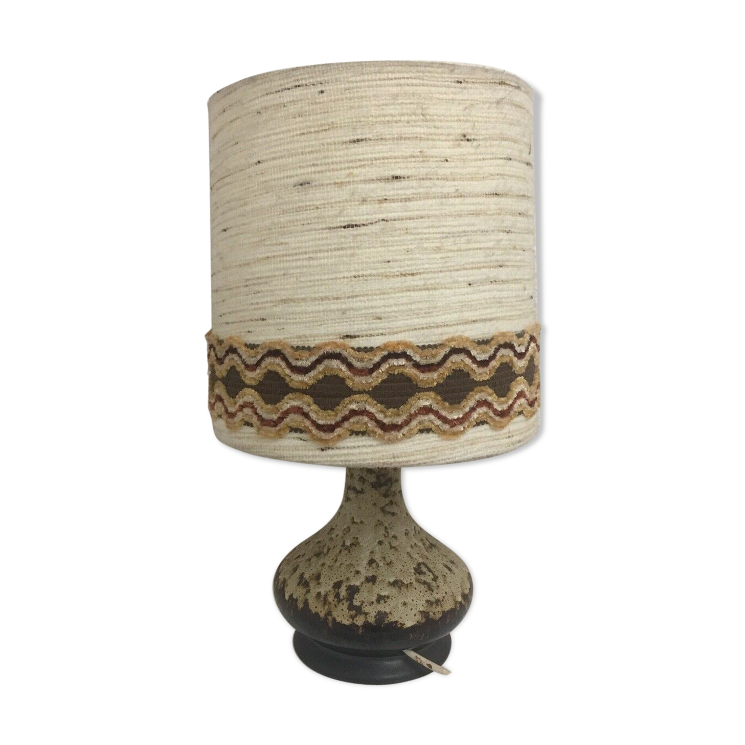 Vintage ceramic lamp blazed and lampshades in cira wool 1970s