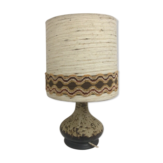 Vintage ceramic lamp blazed and lampshades in cira wool 1970s