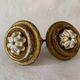 Large round door handles in gilded wood and Old Paris porcelain, circa 1900